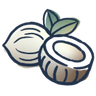 A coconut ice cream sundae (extra nuts) icon
